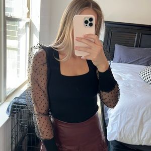 Knit Puff Sleeve Detail Top